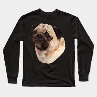 Pug Polygon Design T Shirt for Dog Lovers Long Sleeve T-Shirt